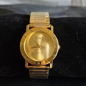 Gold TIME Quartz Watch New